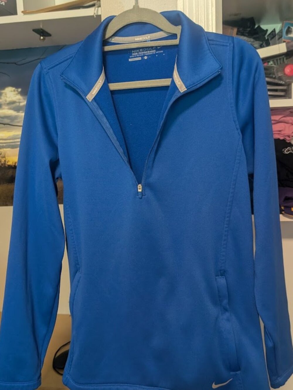 Nike Golf Tour Performance Half Zip Long Sleeve Pullover Jacket Blue Large